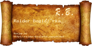Reider Boglárka névjegykártya
